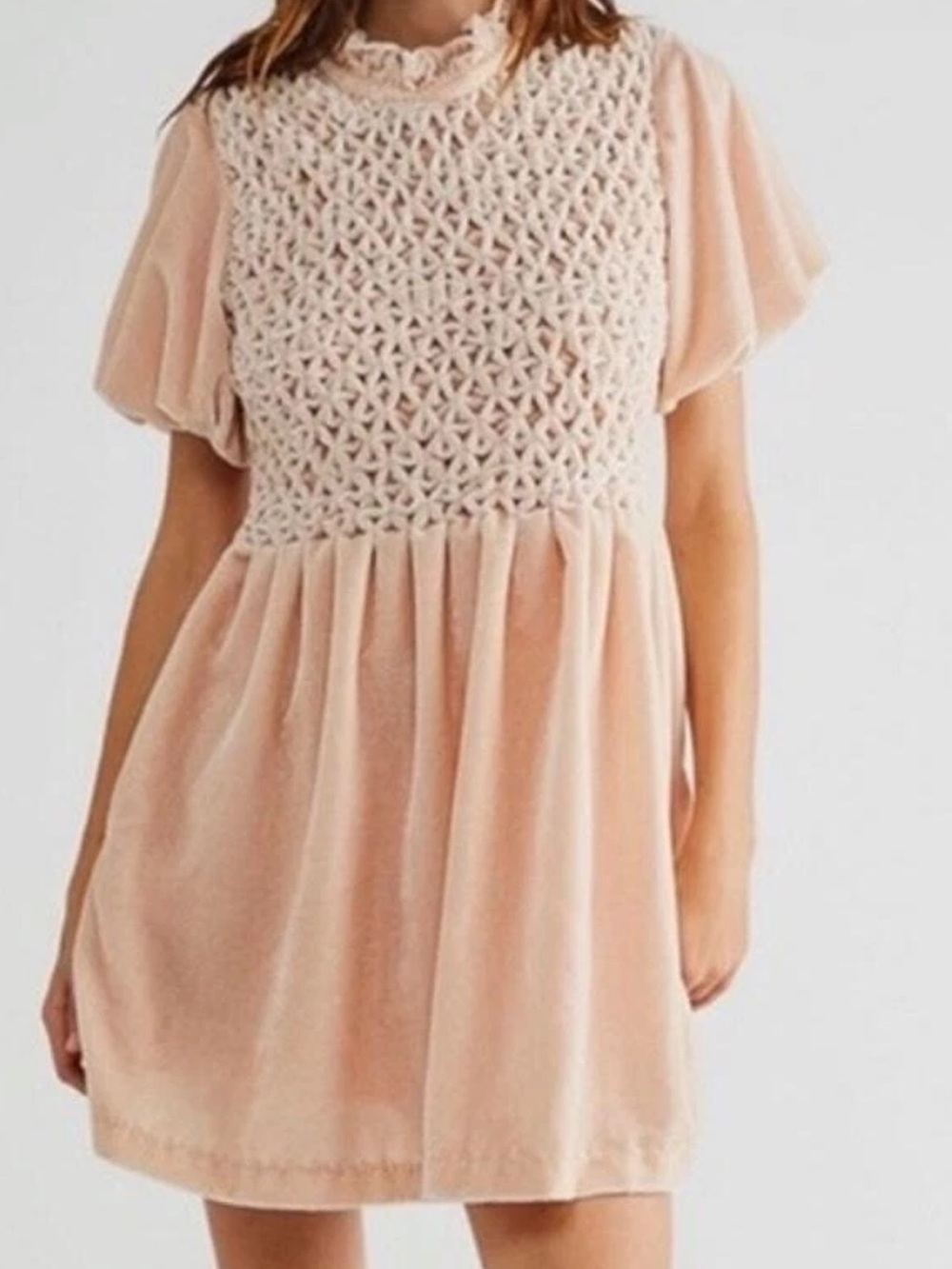 BIG SALE Free People Blush "Gumdrop" velvet dress rare! In new condition! Sz.M